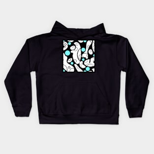 Whale Sonics White and Blue on Black Kids Hoodie